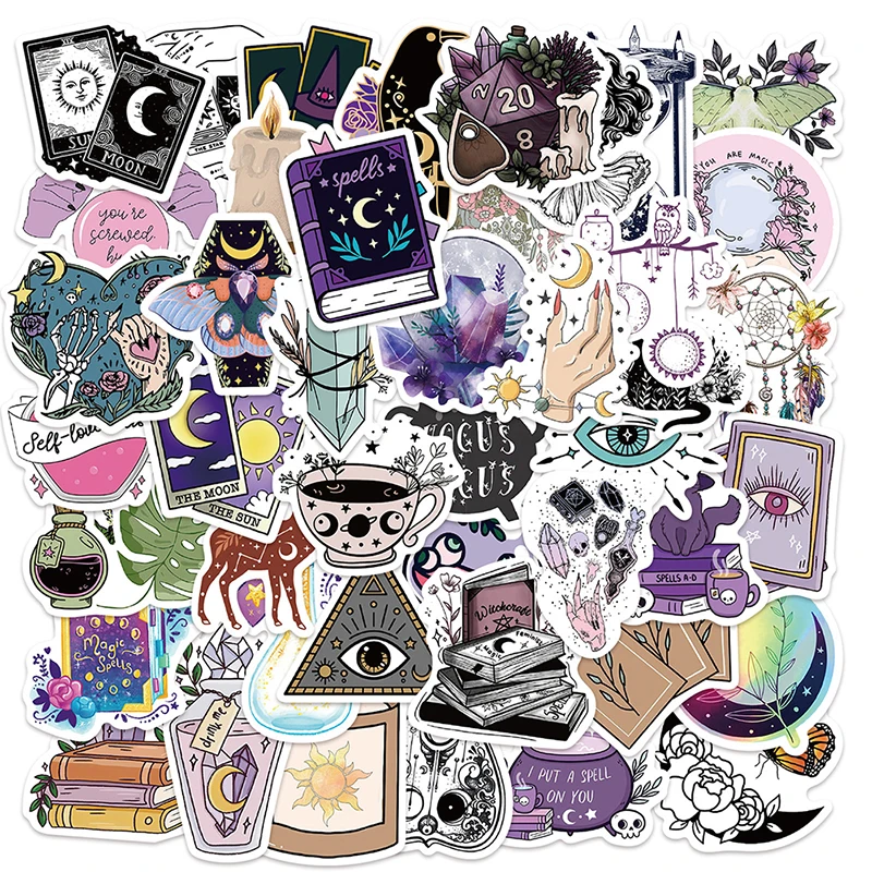 50PCS Witchy Apothecary Graffiti Stickers Witch Sticker Astrology Tarot Goth Waterproof Toy Decals for Kid Girl Gift