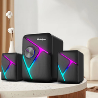 Goldpo D26 RGB Desktop Speakers, 2.1 Channel PC Stereo Speaker with 6 Colorful LED Modes, Enhanced Sound