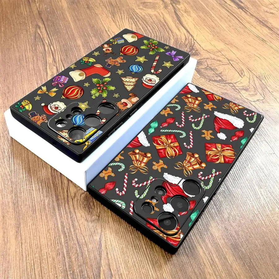 Black Soft Phone Cover Case for Samsung Galaxy Note 8 10 Plus S10 S9 20 Ultra S8 9 Christmas Exquisite Gift 