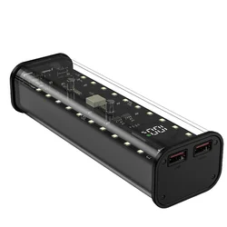 21700 Battery Storage Box 4 Slots DIY Power Bank Box for 21700 Charger Dual USB Output TypeC Input Black