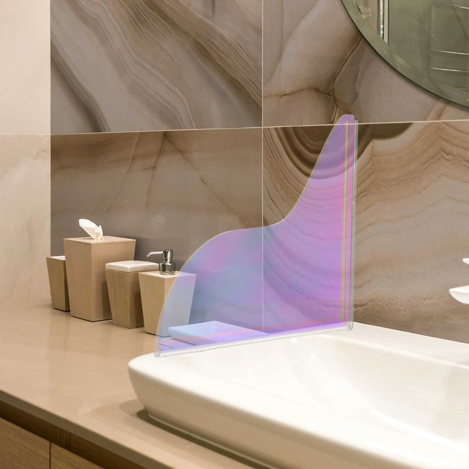 

1Pair Acrylic Bath Splash Guard Waterproof Self Adhesive Shower Corner Removable Protector for Bathroom Tub Washbasin Sink