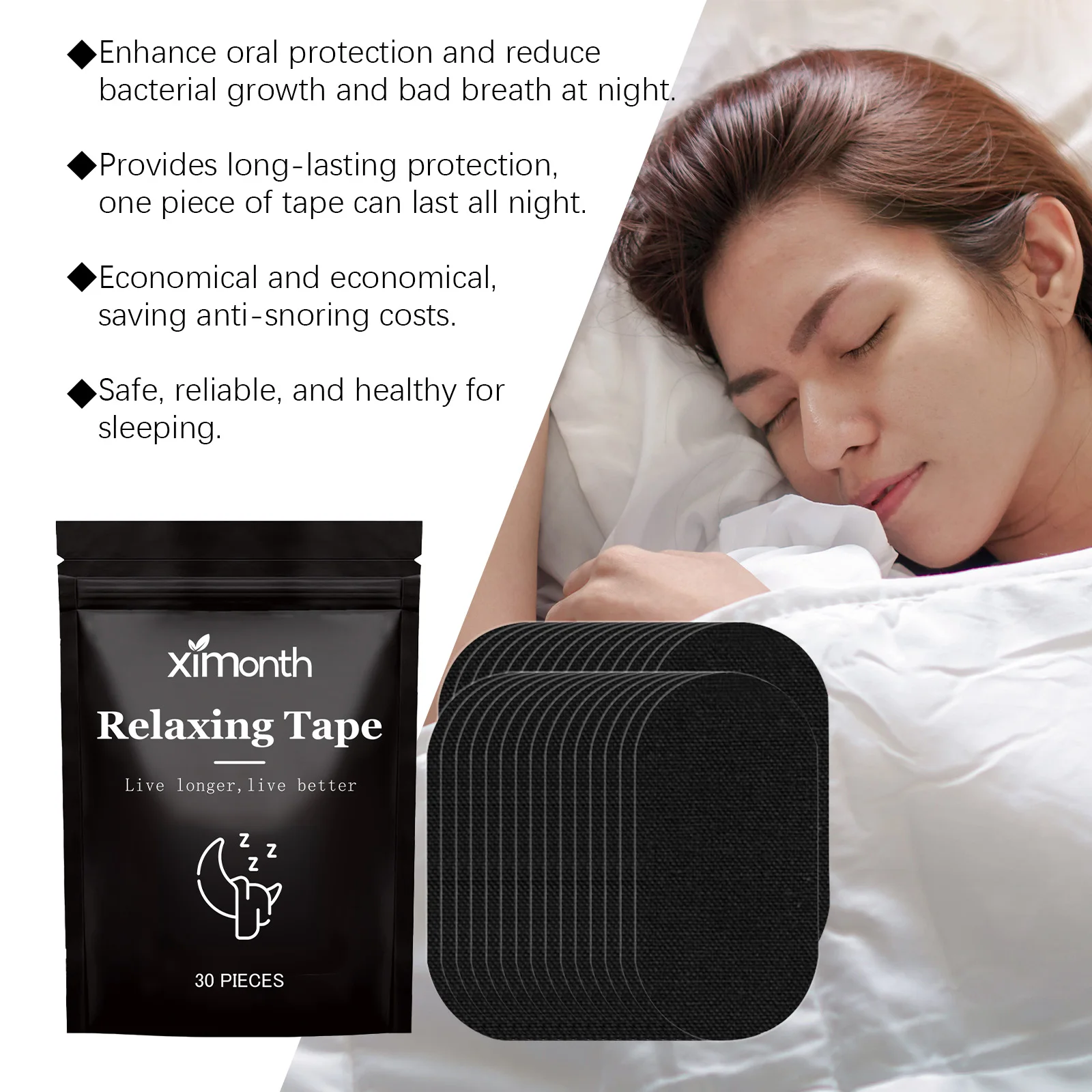 مكافحة الشخير بقع اغلاق الفم تقليل البكتيريا عن طريق الفم منع الحلق الجاف تحسين الشخير ملصقات تعزيز النوم العميق الفم الشريط #6