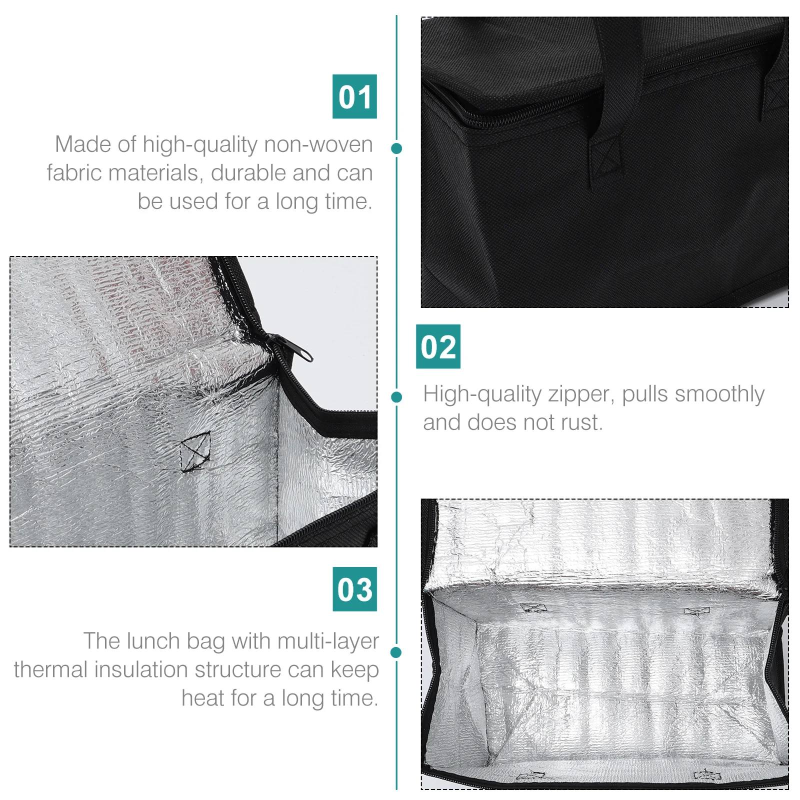 

2pcs Portable Bags Cake Storage Lunch Bag Take-Out Non-Woven Picnic Portable Bento Bag School Lunch Black