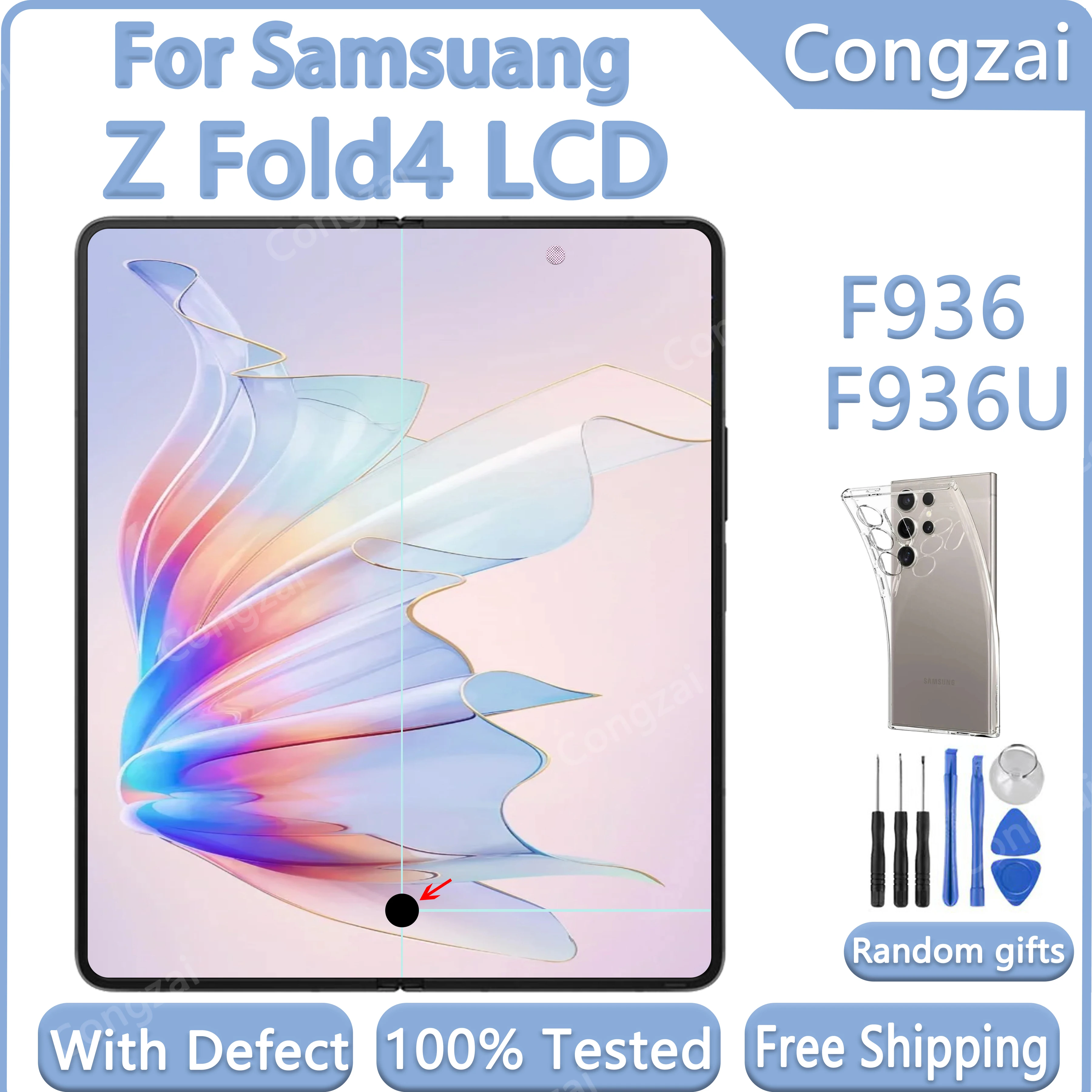 

AMOLED For Samsung Z Fold 4 F936B F936U Display Touch Screen Digitizer Z Fold4 With Defects Inner LCD Screen Digitizer Assembly