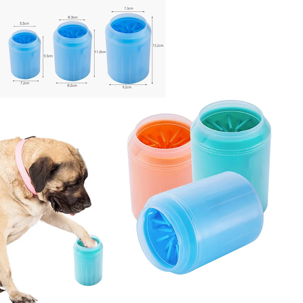 Portable Dog and Cat Dirty Paw Cleaner Cup, Puppy Kitten Feet Washer, Soft Silicone Pet Brush, Small, Medium, Large Dogs