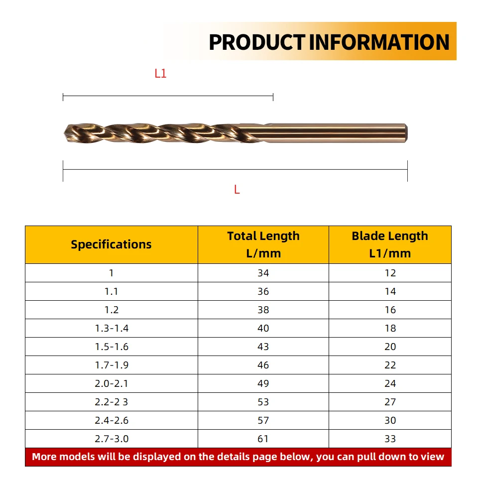 RIGTIP HSS-Co M35 Cobalt Twist Drill Bit For HSSE Metal Aluminum Copper Stainless Steel Titanium Drilling Tool 1mm-13m