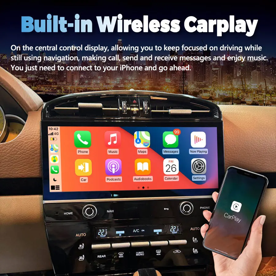 Radio de coche Carplay de 12,3 pulgadas para Porsche Cayenne 2010-2017 unidad GPS actualización a 2023 reproductor Multimedia con pantalla táctil Android Navi estéreo