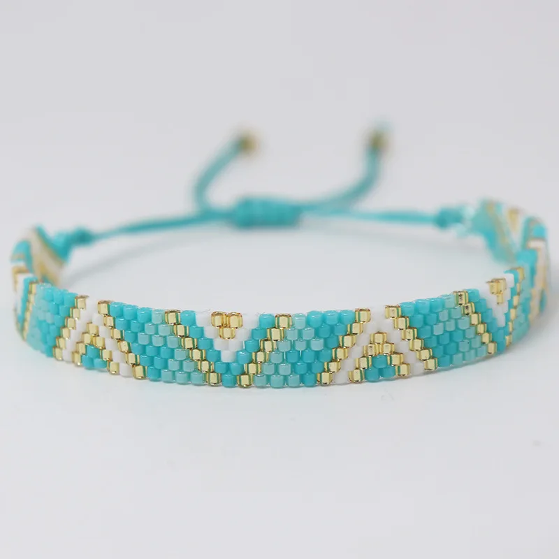 بوهو البوهيمي مثلث ميوكي الخرز سوار مُزين بالخرز قابل للتعديل حبل الإسورة أساور للنساء الرجال مجوهرات الصداقة #6