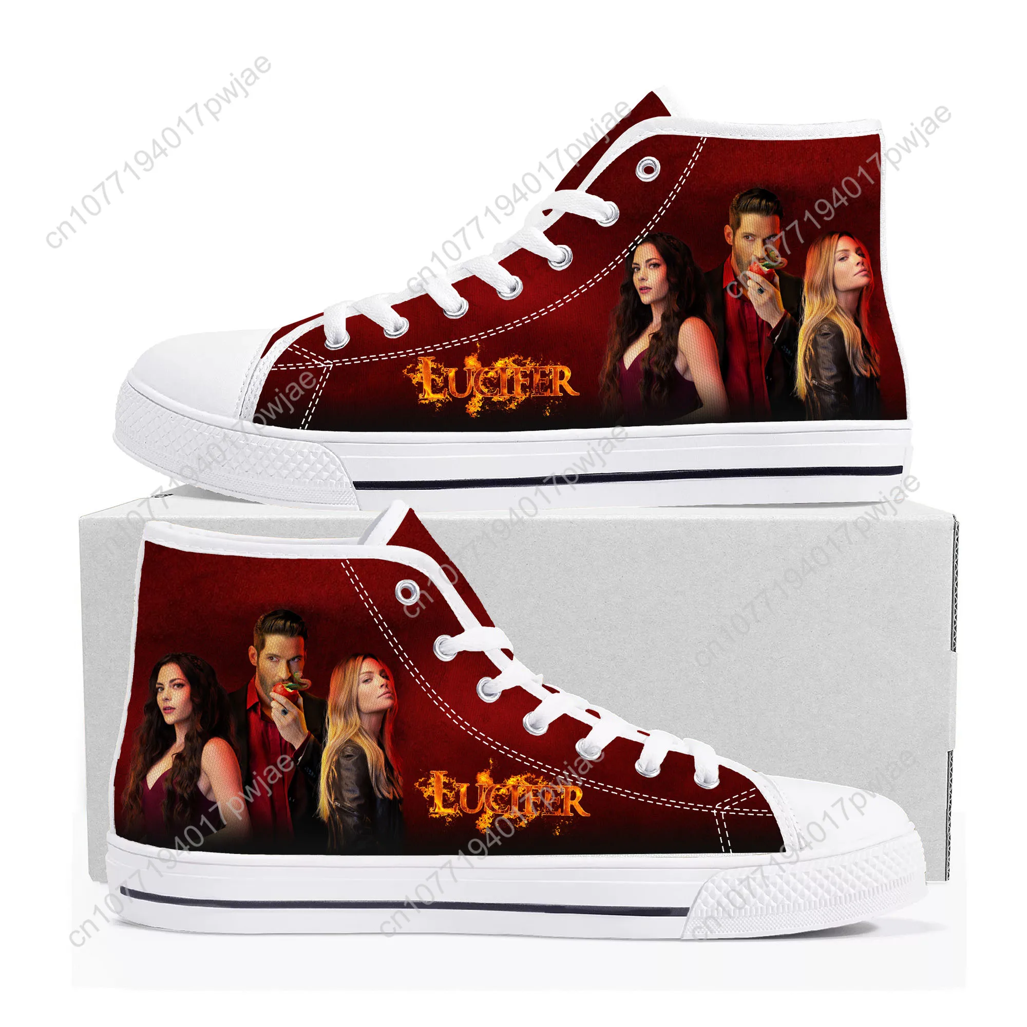 Lucifer TV High Top High Quality Sneakers Lucifer Morningstar Mens Womens Lightweight Canvas Sneaker Ghana Hiking Casual Shoes