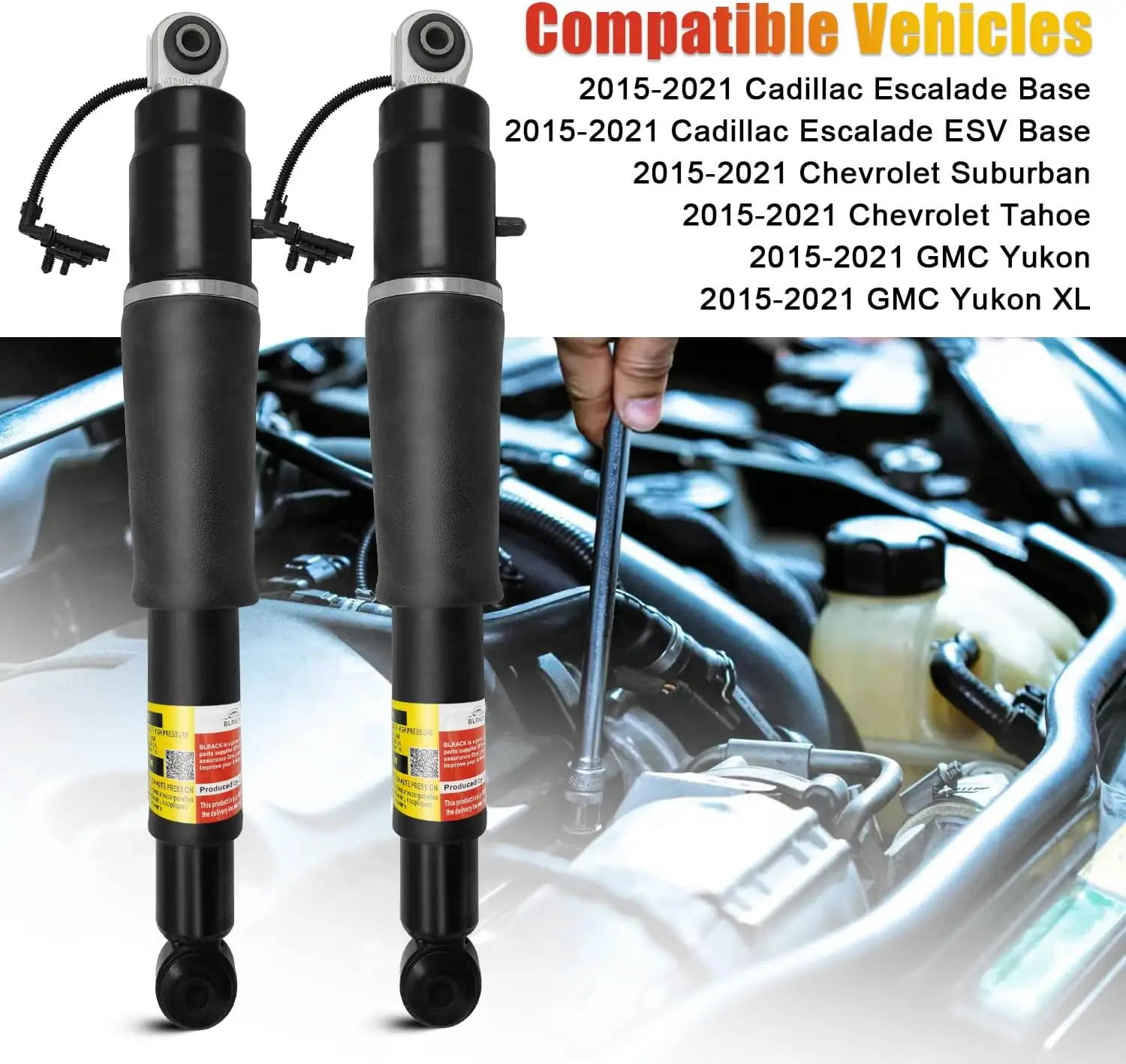 2pcs Rear Air Shock Absorber for Cadillac Escalade / Chevrolet Suburban Tahoe / GMC Yukon XL 1500 2015-2018 84176675 23151122