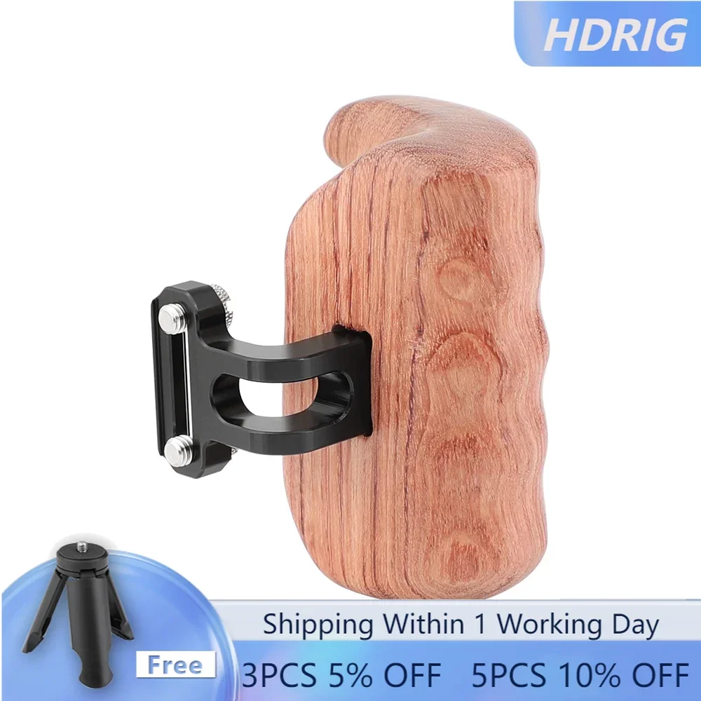 

HDRiG Left Hand Wooden Handgrip With 1/4 screws For DSLR Camera Cage Rig Monitor Cage Rig