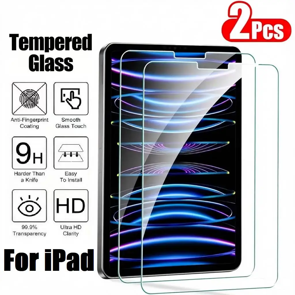 For Ipad 10.2 9 9th 8 6th Mini 6 8.3 2021 5 4 Tempered Glass Screen Protector On Ipad Air 4 2020 3 2 1 Pro 11 12.9 10.5 9.7 Film