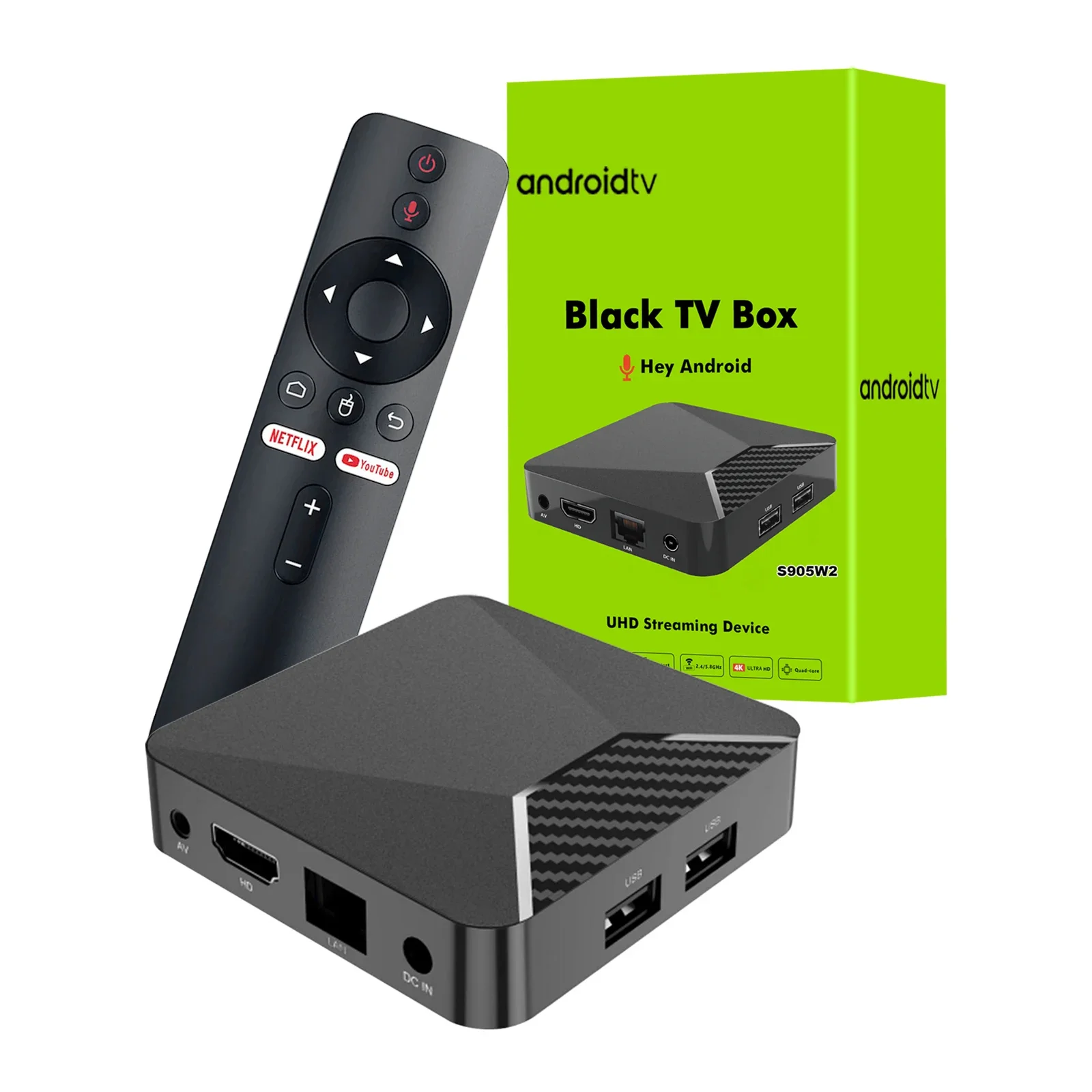 TV Box iATV Q5 Plus Amlogic S905W2 Android11.0 BT5.2 4K HDR 2.4G/5G WiFi Smart Set Top Box Voice Control Media Player 2GB 16GB