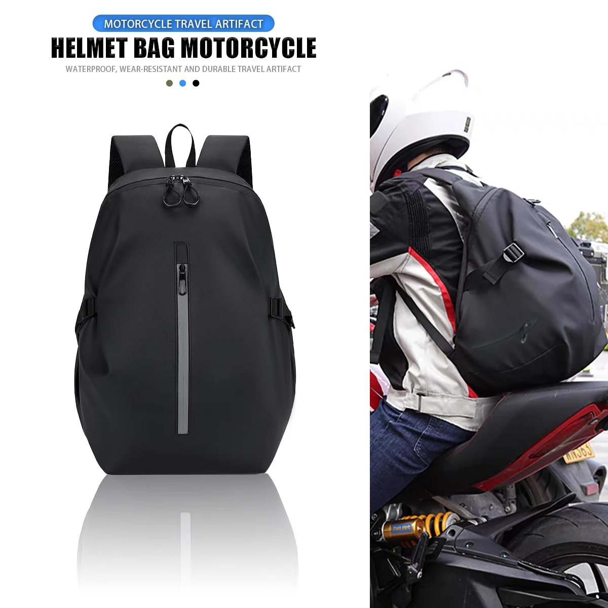 

Large Capacity Motorcycle Backpack For Man with Reflective strip School Bag, Travel Bag, Motorcycle Helmet Bag