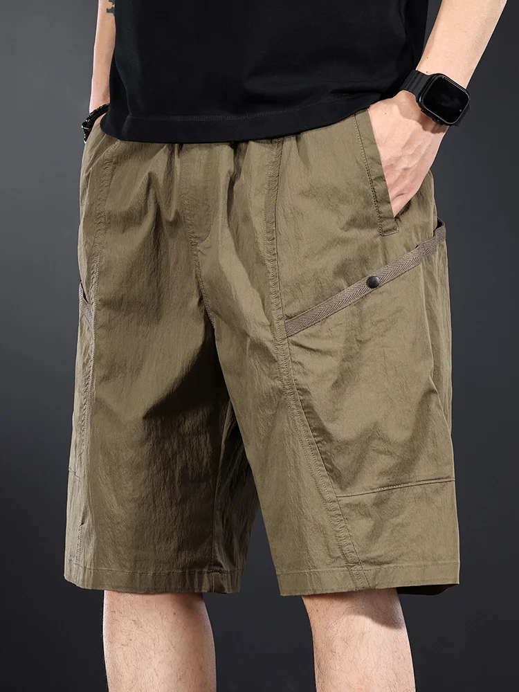 

Outdoor Workwear ort Pants Men Loose Straight Leg mid Waist Thin Ice Silk Cotton Breathable Casual Five-Quarter Length