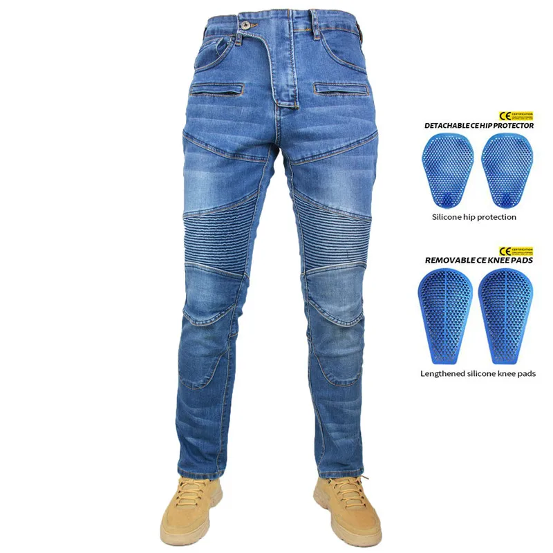 4 Season Classic Motorcycle Riding Jeans Collection PK718 PK719 Motorcycle Pants  Pantalones Motocicleta Hombre Featherbed Gears