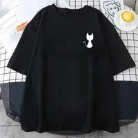 Cat Print T-shirt Summer Sports Short-sleeved T-shirt Trendy Loose Soft Top Casual T-shirt Women Clothing Fashion Y2K Top