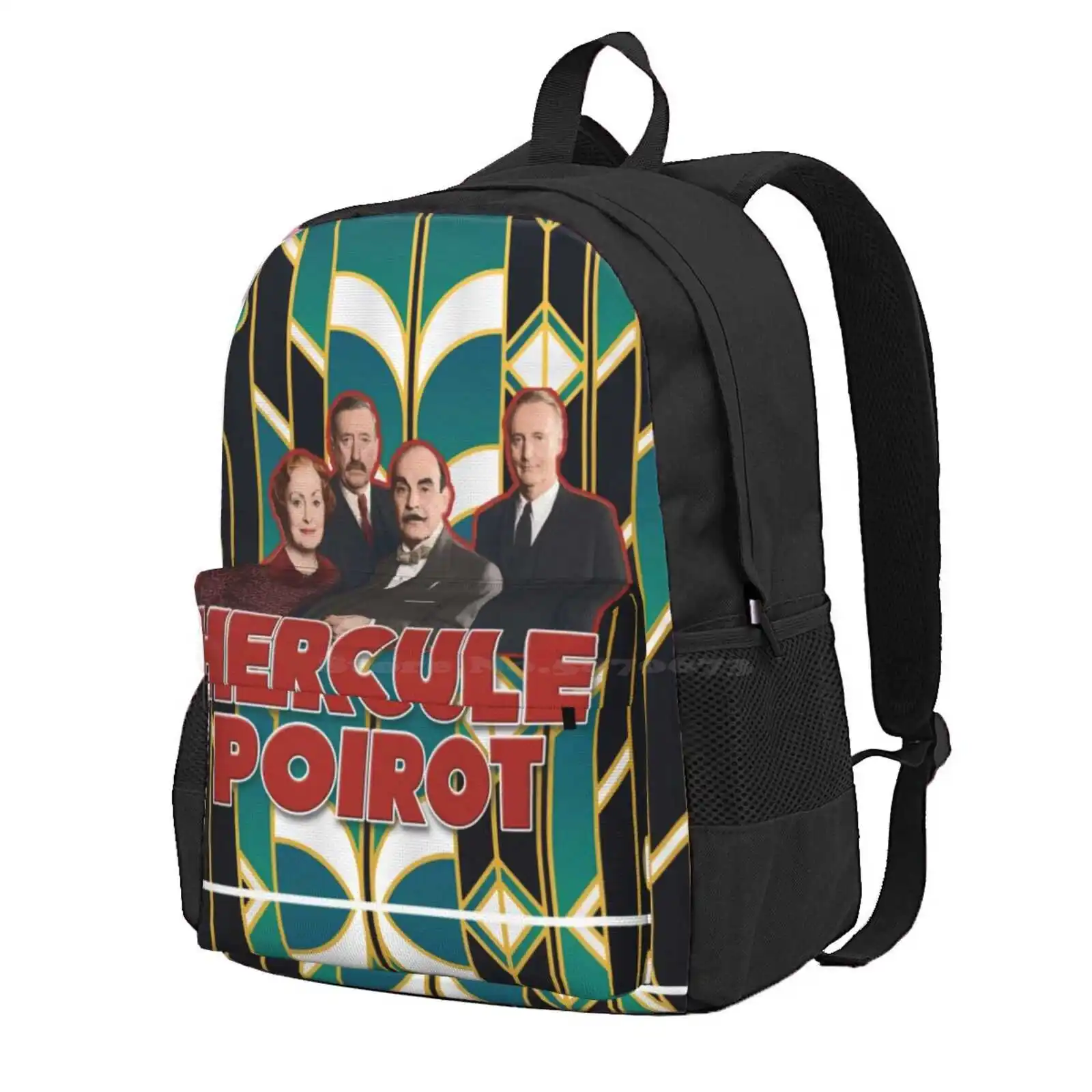 Detective Hercule Poirot With Miss Lemon And Captain Hastings And Inspector Japp Hot Sale Schoolbag Backpack Fashion Bags