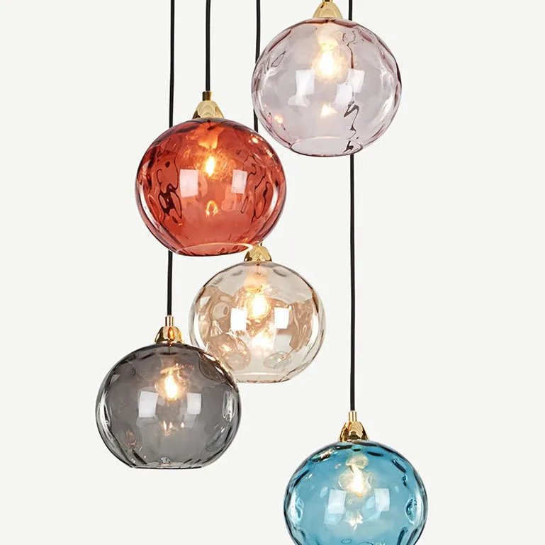 

Colorful Glass Ball Led Pendant Lights for Living Dining Room Coffee Tables Bedroom Chandelier Home Decor Hanging Light Fixture