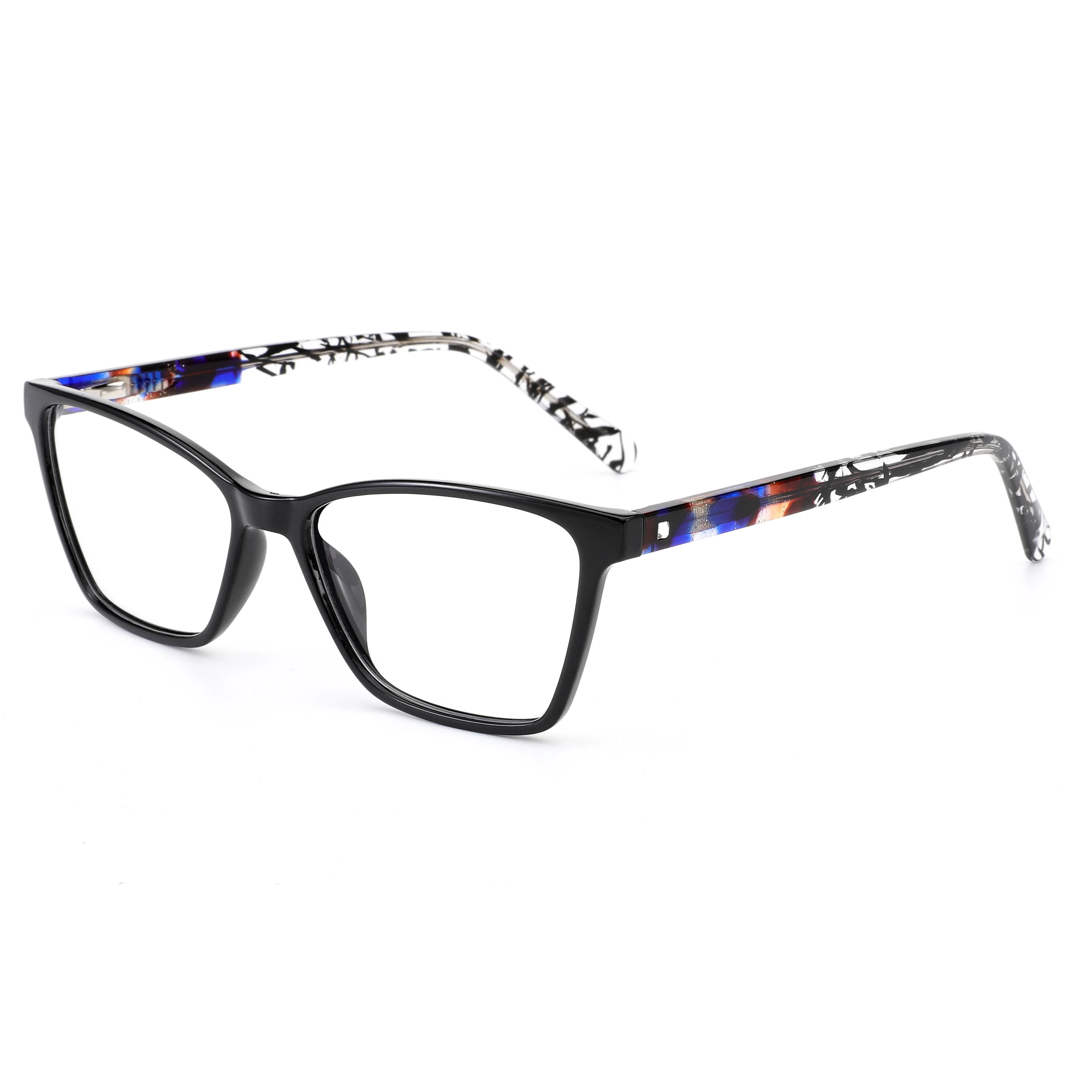 

Acetate Glasses Frames for Men Women Square Horn Rimmed Optical Prescription Lenses Lightweight Comfortable Patterned Temples