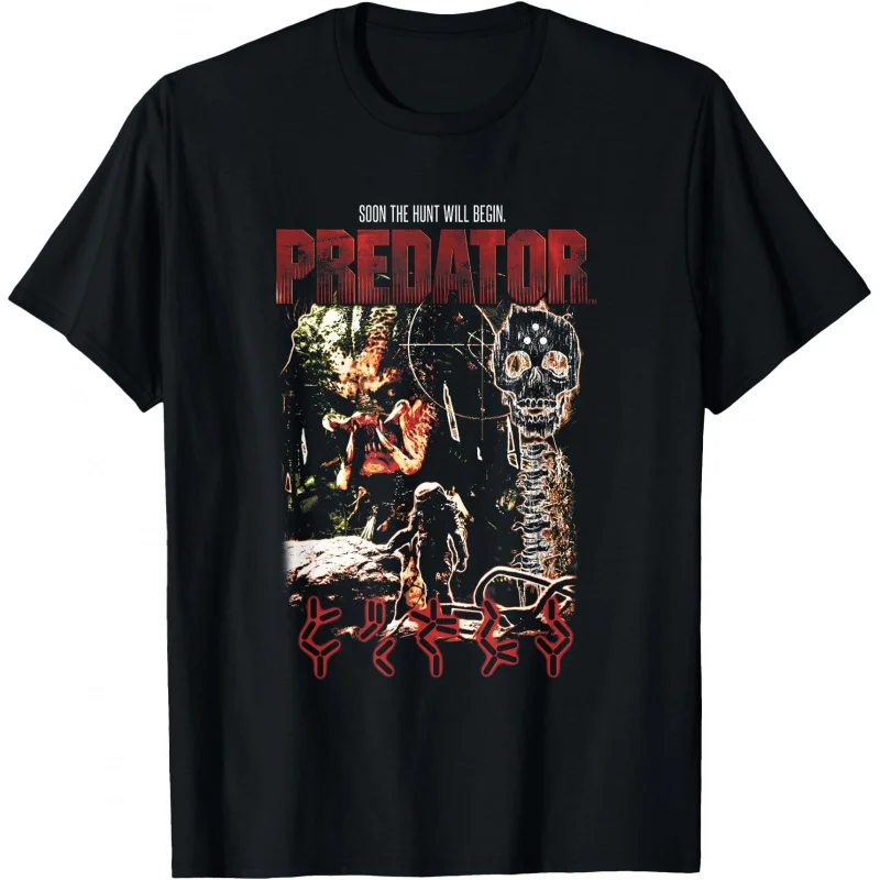

Predator Soon The Hunt Will Begin Monster Sci-Fic Alien Gift T-Shirt 100% cotton Short Sleeve Graphic clothes All size tops