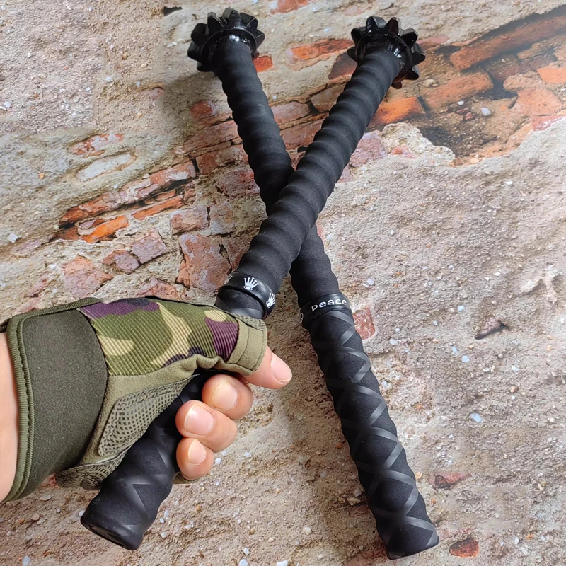 35 cm esterno portatile EDC fatto a mano in acciaio puro osso fiore pagina martello finestra di emergenza per auto rompere bastone corto