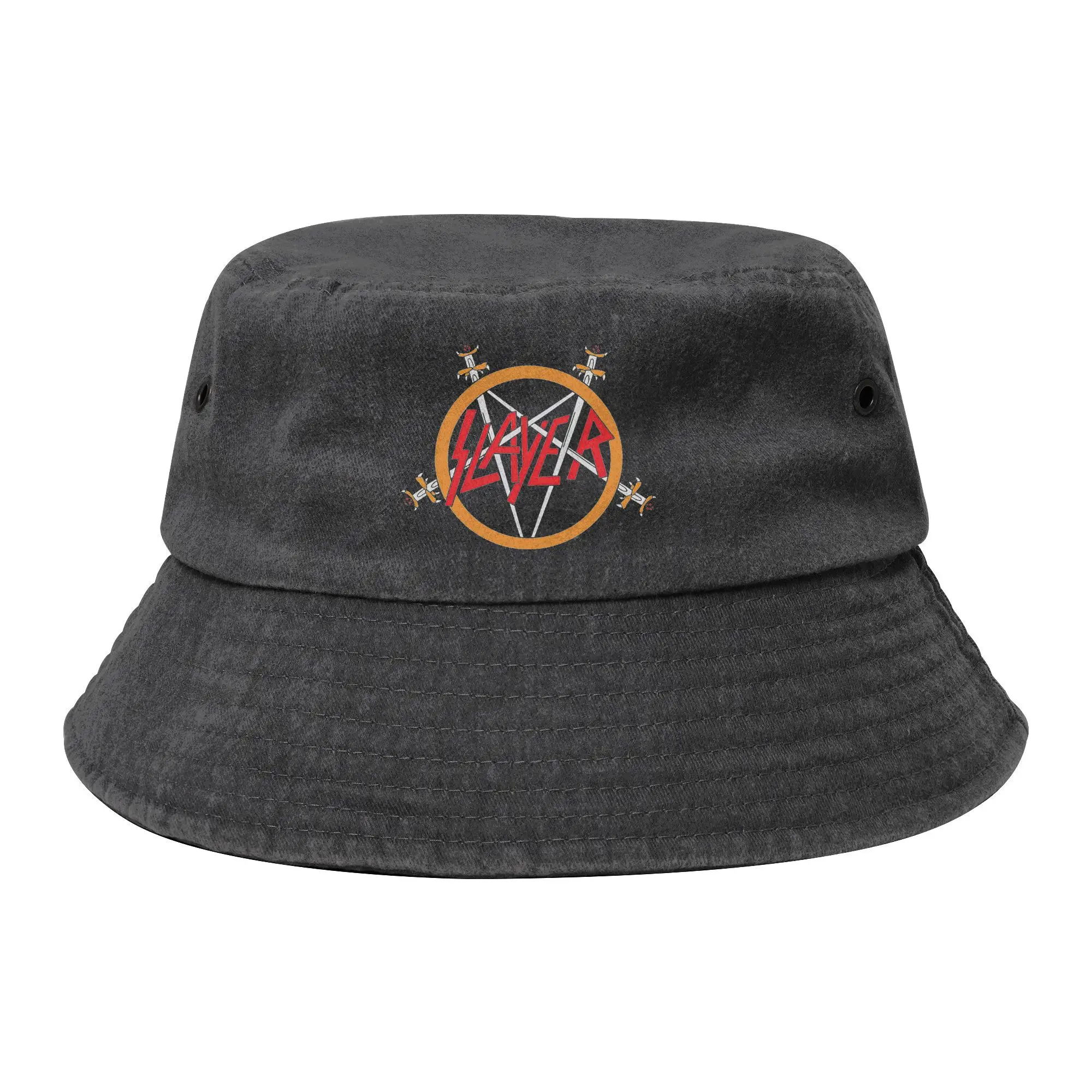 

Heavy Slayer Band Bucket Hat for Girl Vocation Metal Distressed Denim Washed Floppy Hat for Fishing Fisherman Caps Bob Hat