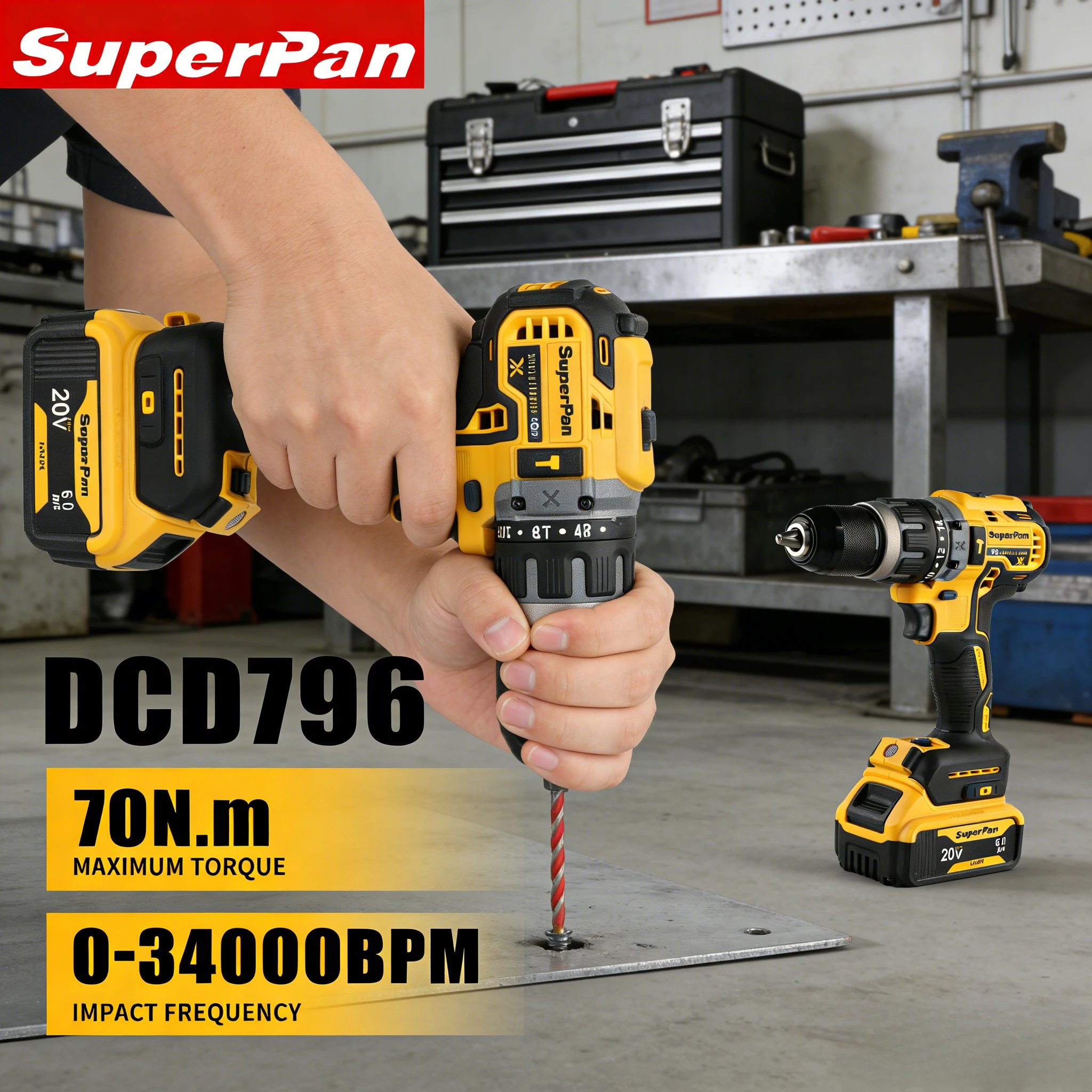 

SuperPan Torque Screwdriver DCD796 70N.m 0-2200rpm Partition Board Fixing Brushless For Dewalt 20V Battery Pin