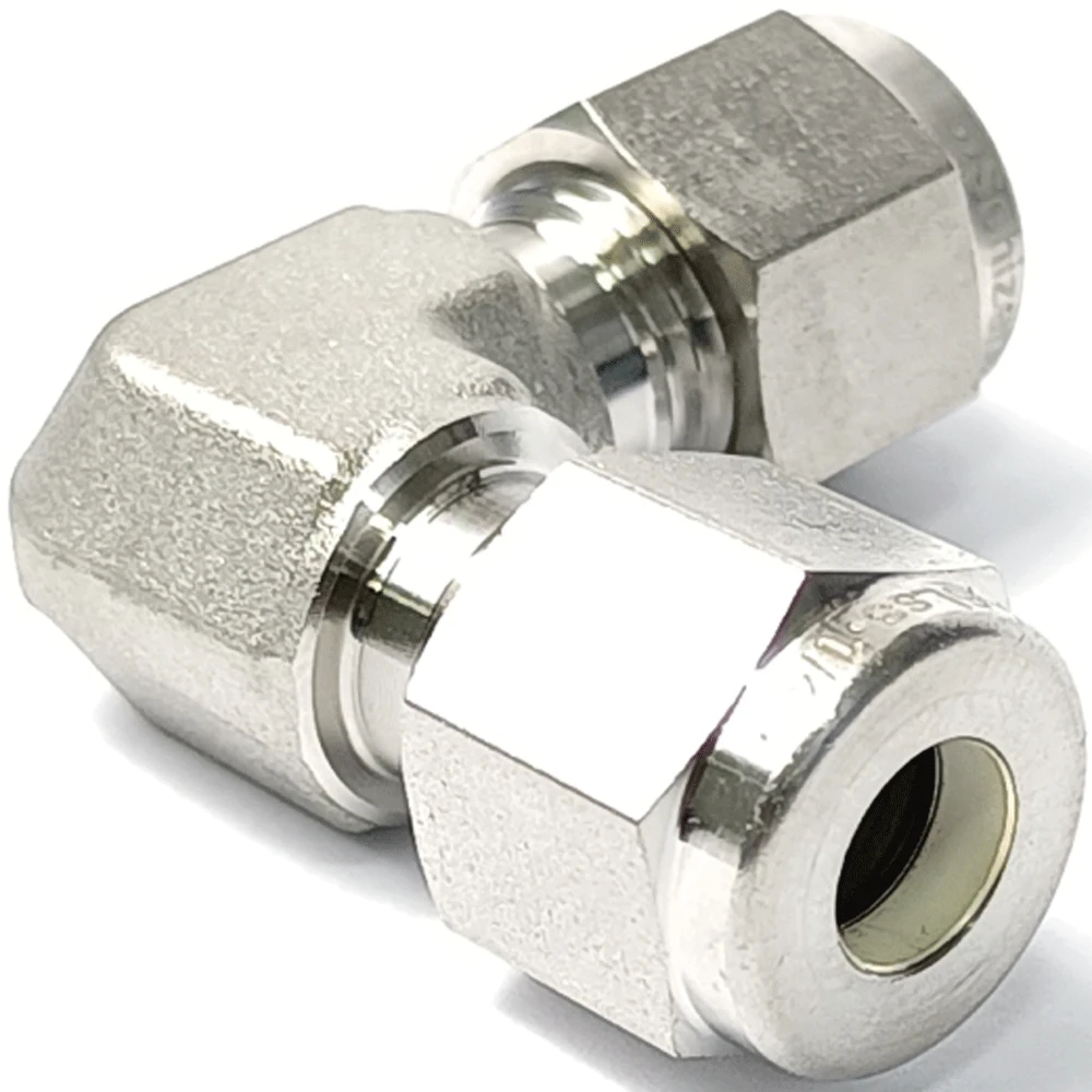 

1/4" 6mm Tube OD Compression Union 90 Elbow SUS316L Stainless Steel Pipe Fitting Connector