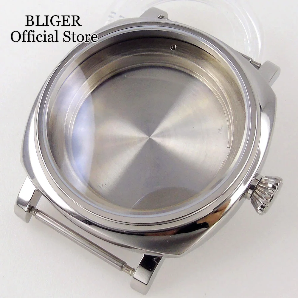 Silver Diver 42mm Square Watch Case fit NH35A NH36A Polish Bezel Sapphire Crystal California Dial Watch Part