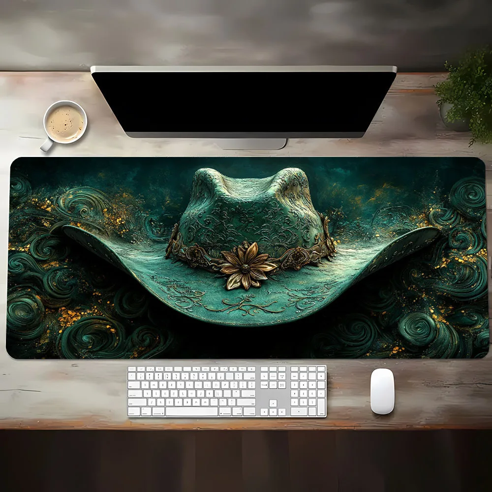 แผ่นรองเมาส์ขนาดใหญ่ลายหินสีเขียวแฟนตาซี แผ่นรองโต๊ะสำหรับเล่นเกม แผ่นรองกันลื่น ขอบเย็บอย่างดี อุปกรณ์เสริมสำหรับพีซี แผ่นรองคีย์บอร์ด แผ่นรองเมาส์ขนาดใหญ่