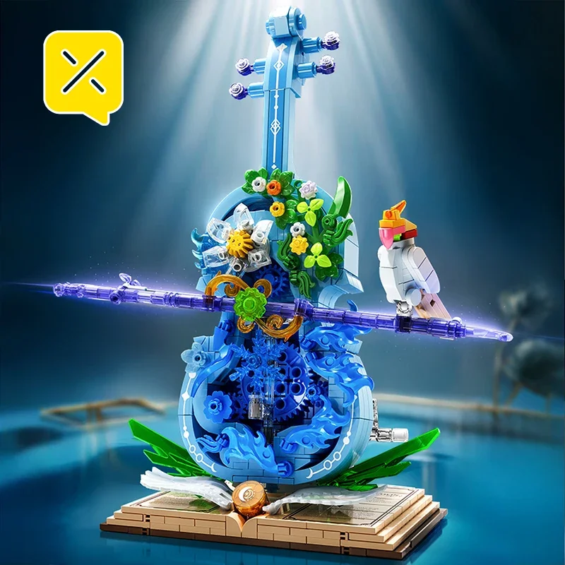 783PCS DIY Model Creative Construction Dream Violin Bricks Kit Musical with Gear Details Ornamental Design Toys for Adults Kids