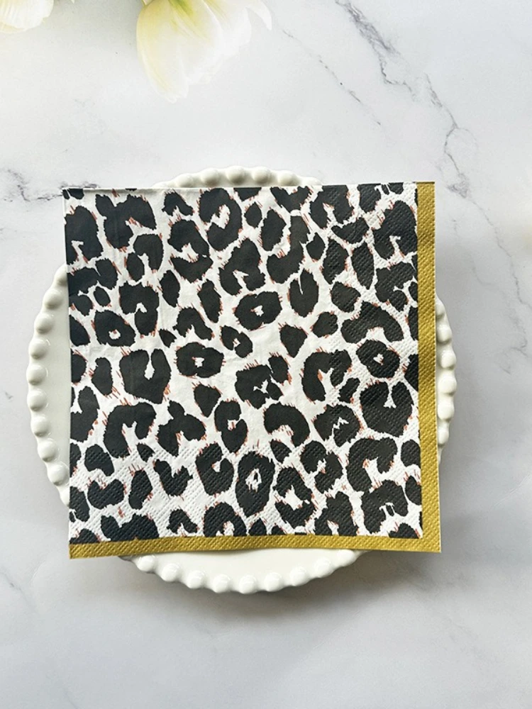 10/20 pièces 33cm 2 couches nouveau léopard imprimé serviettes fête atmosphère décoration papier créatif papier Mural bricolage découpage papier
