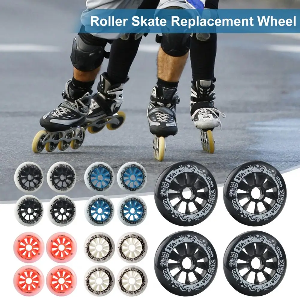 4 Pack 90/100/110mm Inline Skate Wheels 90/100/110mm Skate Replacement Wheels With Bearings Indoor Outdoor Roller Skate Wheels