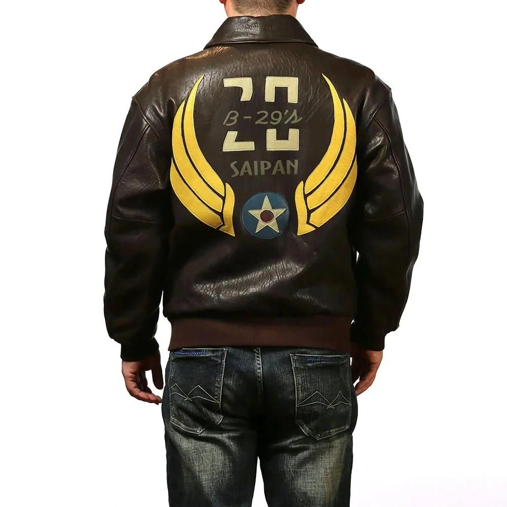 2379 European US Size High Quality Super Warm Genuine Sheep Leather Coat Mens Big Embroidery Biker Jacket