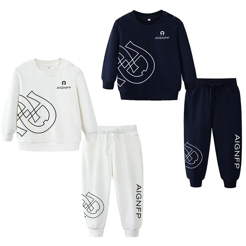 新生児服セット-0-24ヶ月-ファッション-冬-幾何学模様プリント-トップス-パンツ-2点セット-カジュアル-ベビー-プルオーバー-パーカー-スウェットシャツ