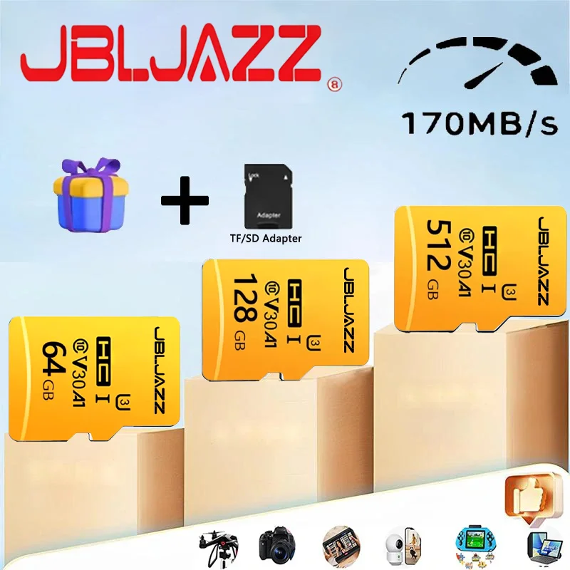 Cartão de memória universal 512GB / 128GB / 64GB / 256GB e cartão Micro SD Cartões SD Cartões TF Classe de transferência rápida 10 para câmera Gopro