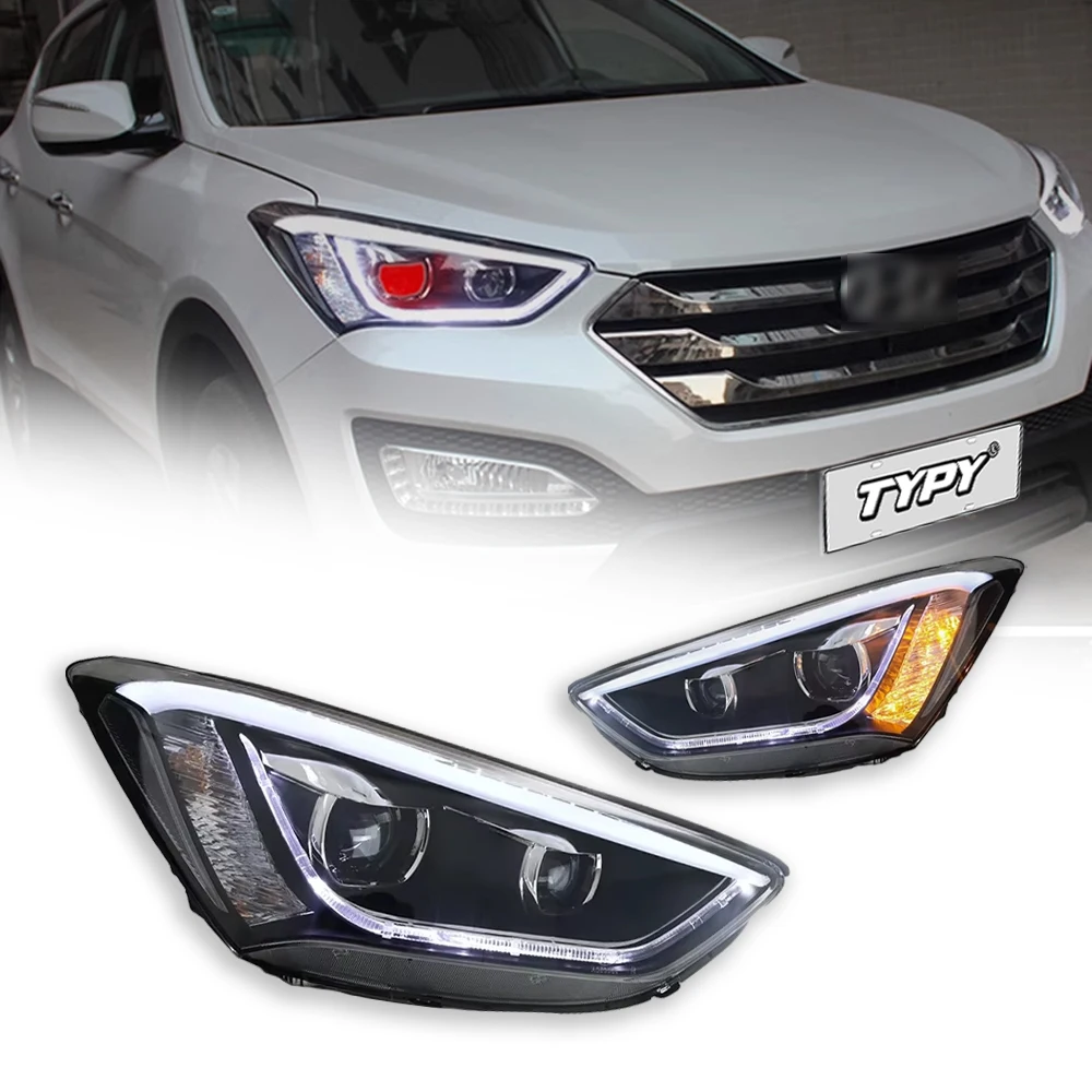 2 PCS Car Lights LED Headlights Hyundai Santana Ford IX45 2013 2014 2015 Headlight Kit DRL Devil's Eye Plug and Play