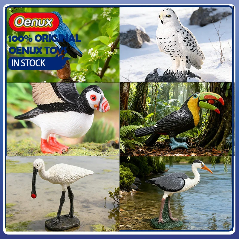 Oenux Simulationsmodelle: Schneegans, Adler, Flamingo, Seeadler, Tukan, Mandarinentauchente Actionfiguren, Realistische Puppen, Sammlerstücke