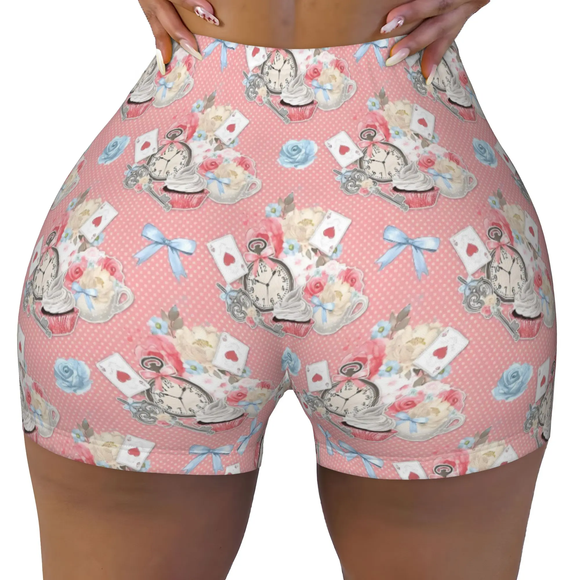 Custom Alices Anime Wonderlandes Running Volleyball Gym Shorts for Women Cat Manga Athletic Workout Yoga Shorts