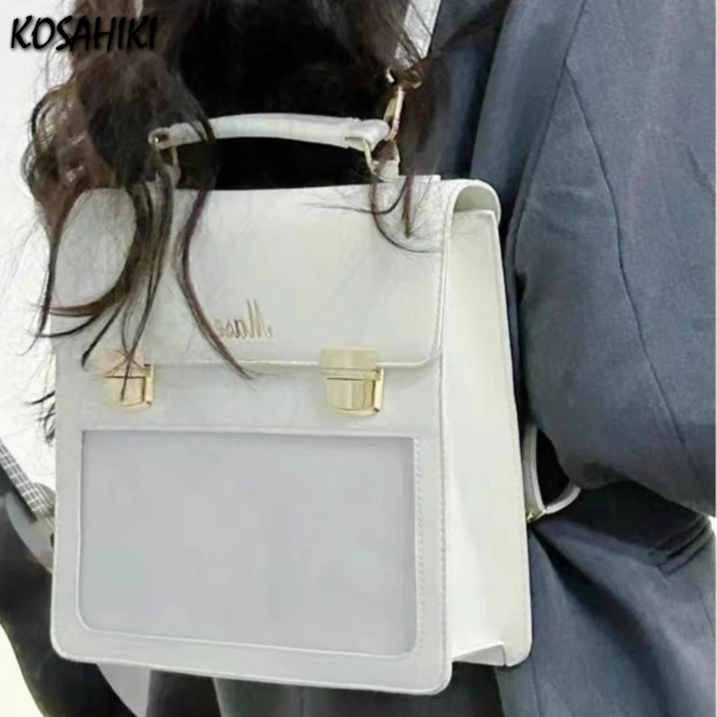 

2024 New Preppy Transparent Girls Backpack Sweet Y2k Aesthetic Fashion Women Schoolbags Japanese All Match Chic Ita Bags Trendy