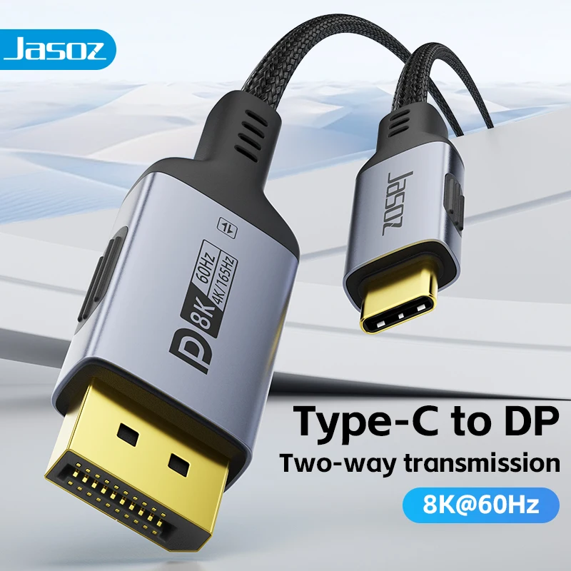 Jasoz USB C to DP 1.4 Cable 8K@60Hz For Thunderbolt 3/4 Type C to DisplayPort 1.4 Cable for MacBook Pro Air iPad Huawei