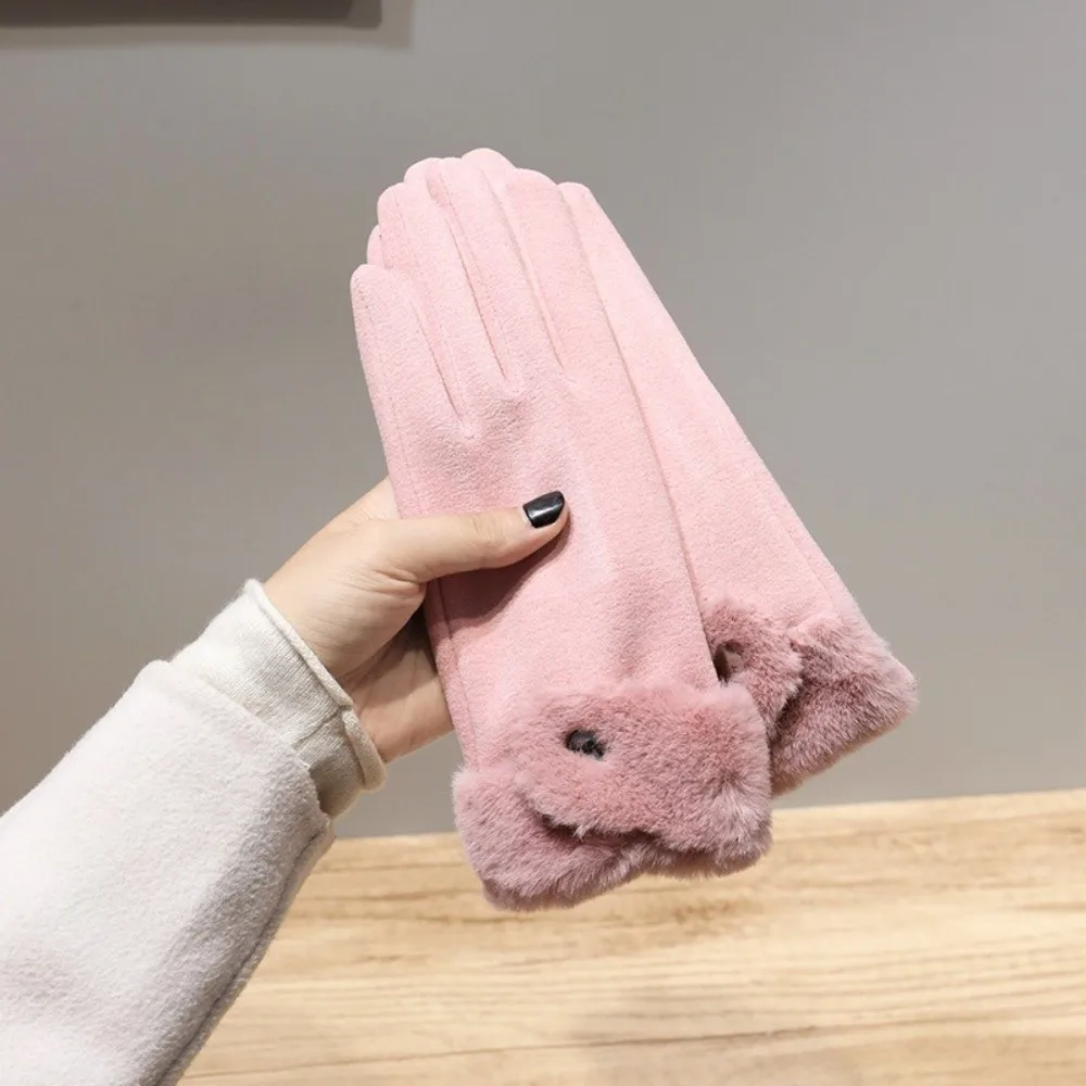 

All-Match Velvet Gloves Windproof Thick Winter Gloves Warm Korean Style Women Mittens Girls