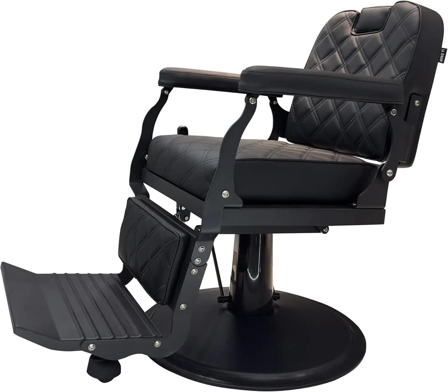 

Professional Reclining Barber Chair with Hydraulic Lift, Adjustable Headrest and Footrest – Black
