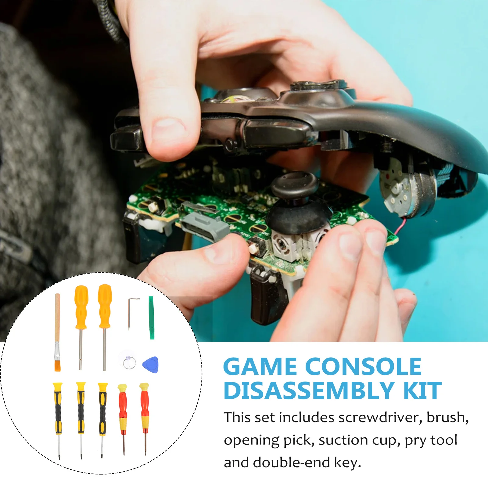 

1Set Game Console Repair Tools Screwdrivers Opening Spudger Pry Tool Suction Cup Brush Kit for Gamepad