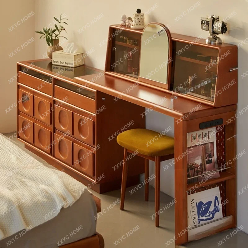 XXSimple Bedroom Vanity Tables Brown Adult Folding  Compact Unique Dressers House Storage Glass  Furniture