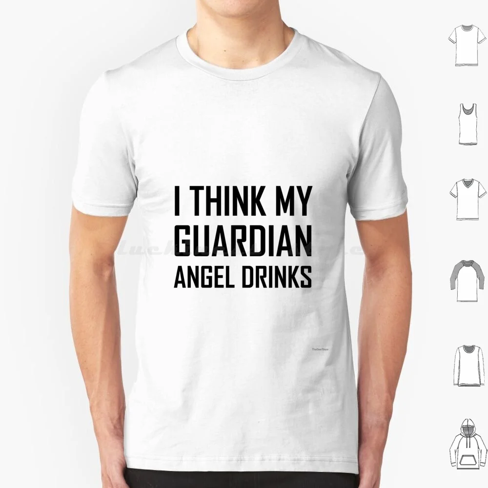 Guardian Angel Drinks T Shirt Big Size 100% Cotton Guardian Angel Drink Drunk Funny Humorous Joke Injury Accident Prone Bad