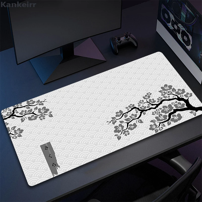 Japan Cherry Blossom Mouse Pad Laptops Gaming Deskmat Gray Sakura Mousepad Anime Office Carpet Gamer Keyboard Computer Deskmat