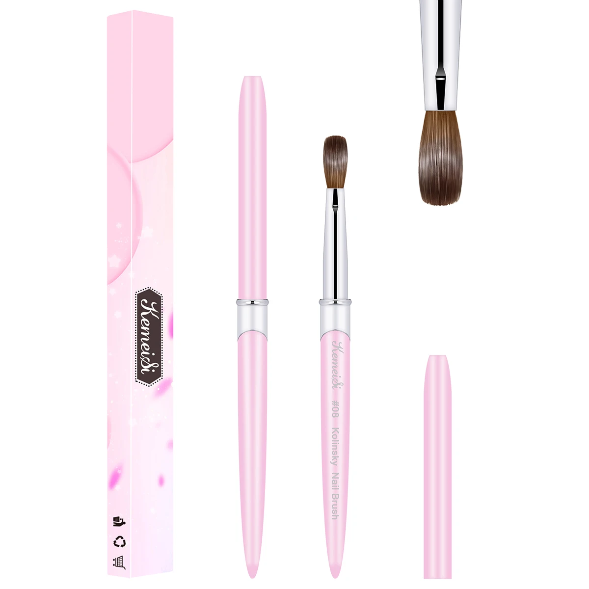 

100% Kolinsky Acrylic Nail Brush Good Quality Nail Art Mink Brush Wood Handle Gel Builder Manicure Brush Drawing Tools Size 8-16