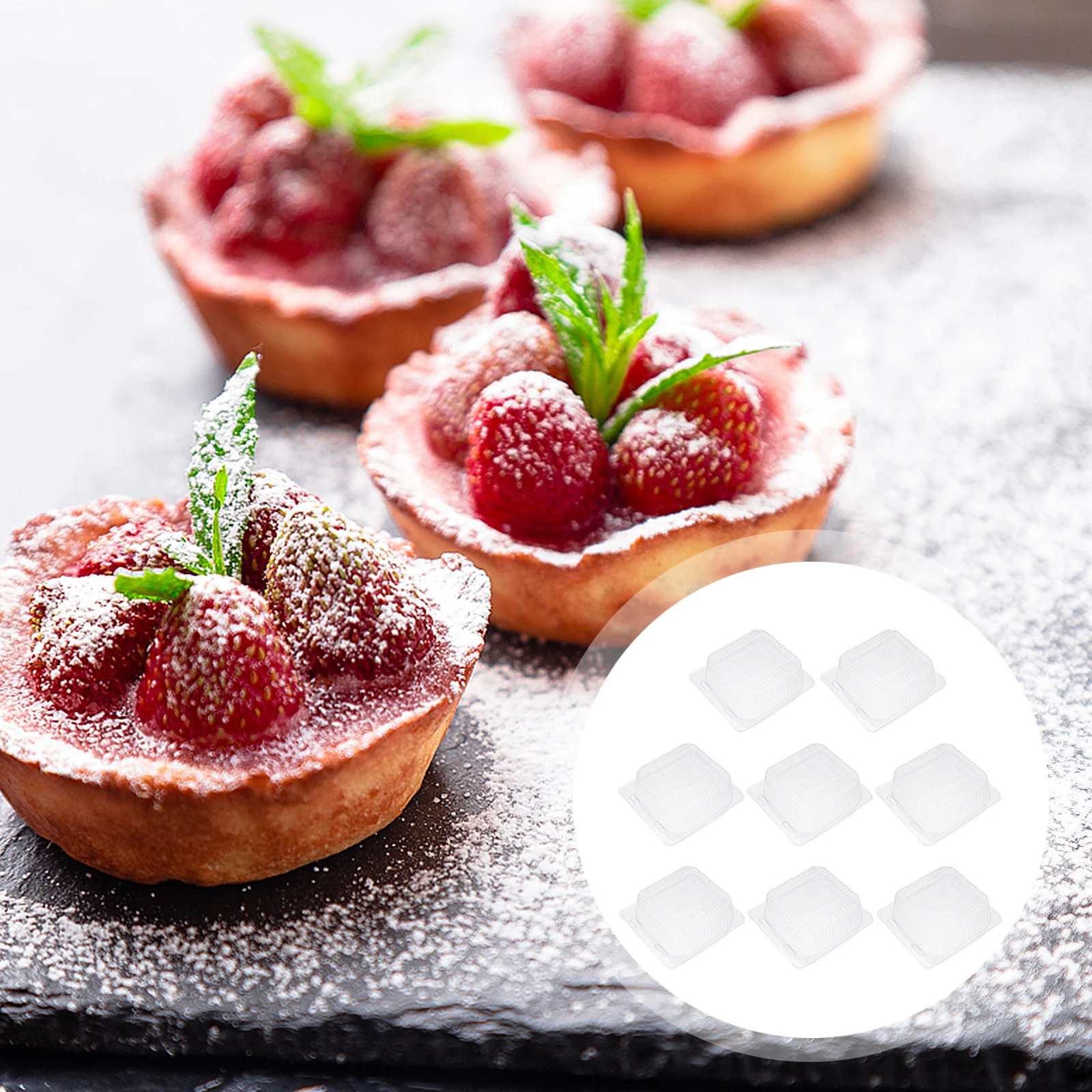 

100 Pcs Transparent PVC Dessert Boxes Baking Blister Containers Bread Packing Food Grade Environmental Protection Hygiene